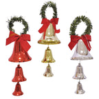 Christmas Tinsel Triple Bells Hanger 43cm Assorted