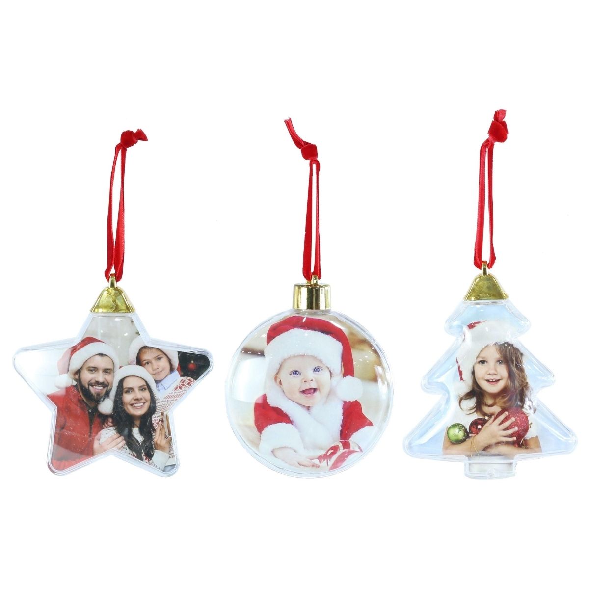 Christmas Hanging Photo Ornament 8cm Assorted