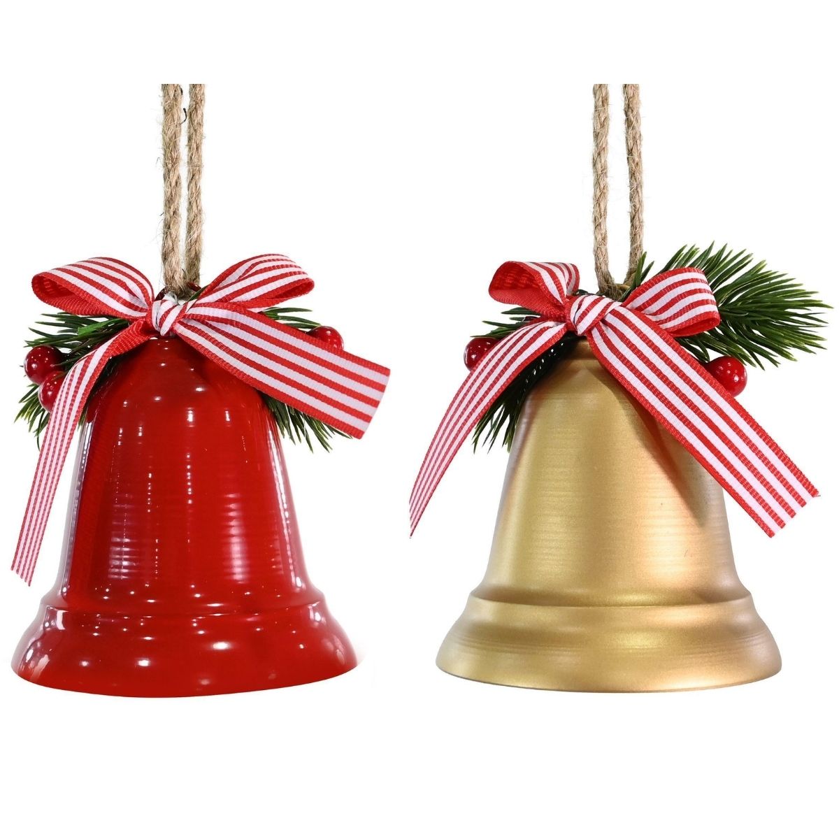 Christmas Hanging Bell Candystripe Bow 8cm Assorted