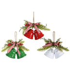 Christmas Twin Bells Hanger Striped Bow Assorted
