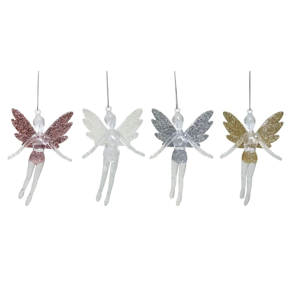Christmas Hanging Fairy Glitter Wings 14cm Assorted