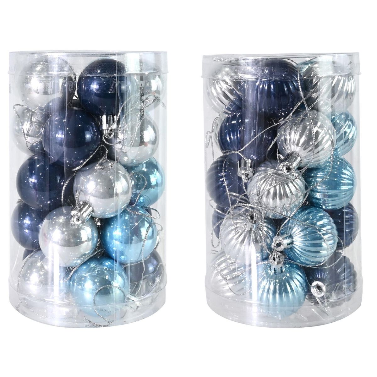 Christmas Baubles Ice Blue 40mm 25pk Assorted