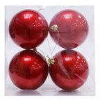 Christmas Uv Stable Outdoor Baubles 10cm 4pk Red
